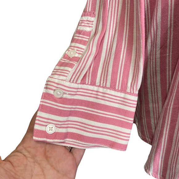 torrid Pink & White Striped Tie-Front Button Down Shirt - Picture 8 of 15
